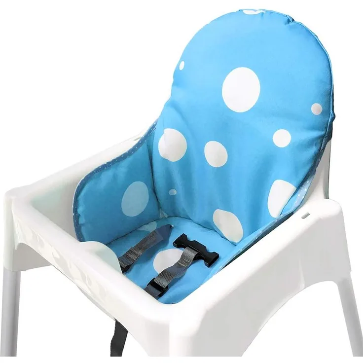 ZARPMA Sitzbezüge Kissen Kompatibel für Ikea Antilop Hochstuhl , Waschbar Faltbarer Baby Hochstuhl Bezug Kinder Sitz Covers Stuhlkissen(Blau)