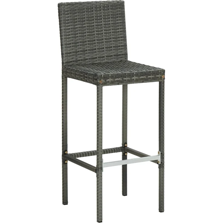vidaXL Garten-Barhocker mit Kissen 2 Stk. Grau Poly Rattan 316669 – Bild 2
