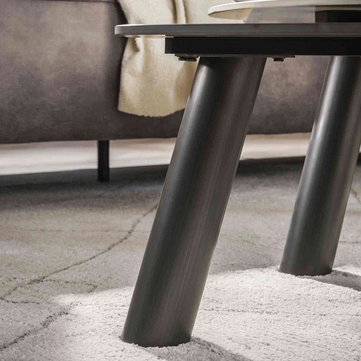 Wint Couchtisch-Set – Keramik, Edelstahl – Hellgrau & Dunkelgrau, Log – Bild 5