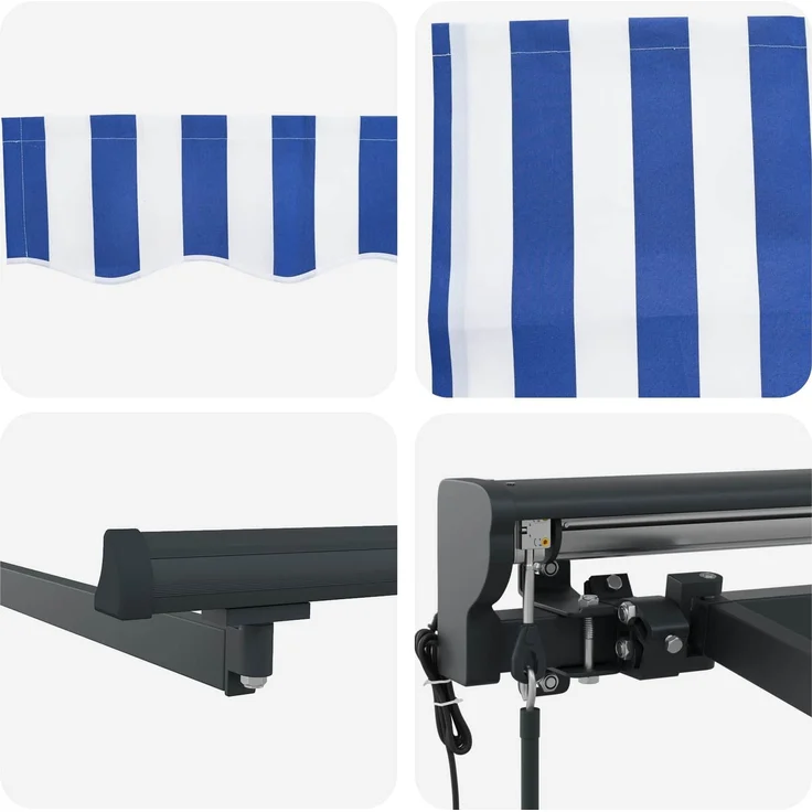 vidaXL Elektrische ausziehbare Markise Blau und Weiß 4 × 3,5 m 3421180 – Bild 5
