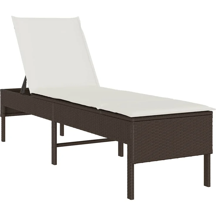 vidaXL Sonnenliege mit Auflage Braun 55x200x44 cm Poly Rattan 4104101 – Bild 1