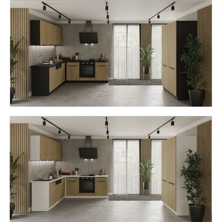 Winkelküche CREMONA ECKE 1 - 215 x 220 + 120 cm Eiche hell Küchenzeile Küchenblock Singleküche Einbauküche Küche Eckküche – Bild 14