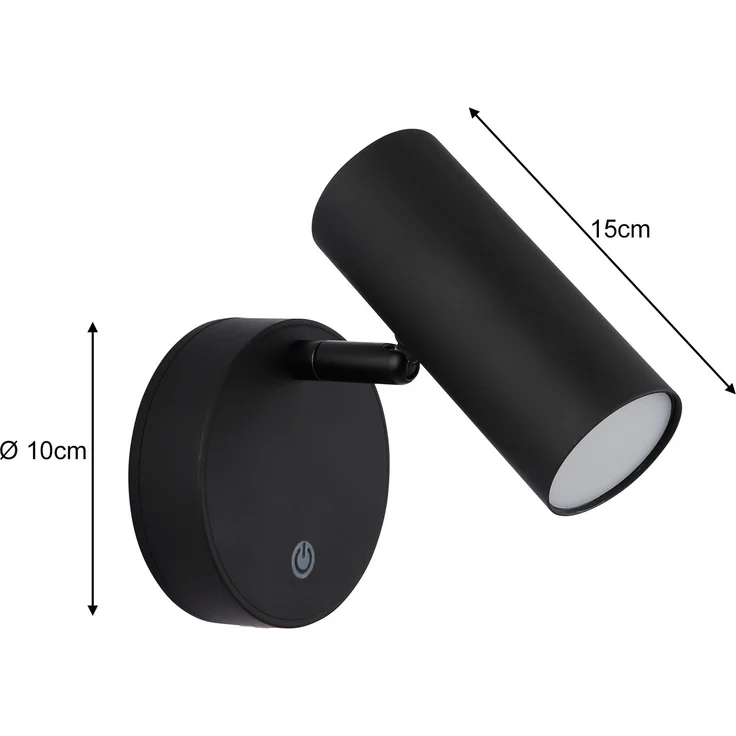 Akku Wandstrahler Schwarz kabellos ohne Stromanschluss, Breite 10cm – Bild 4