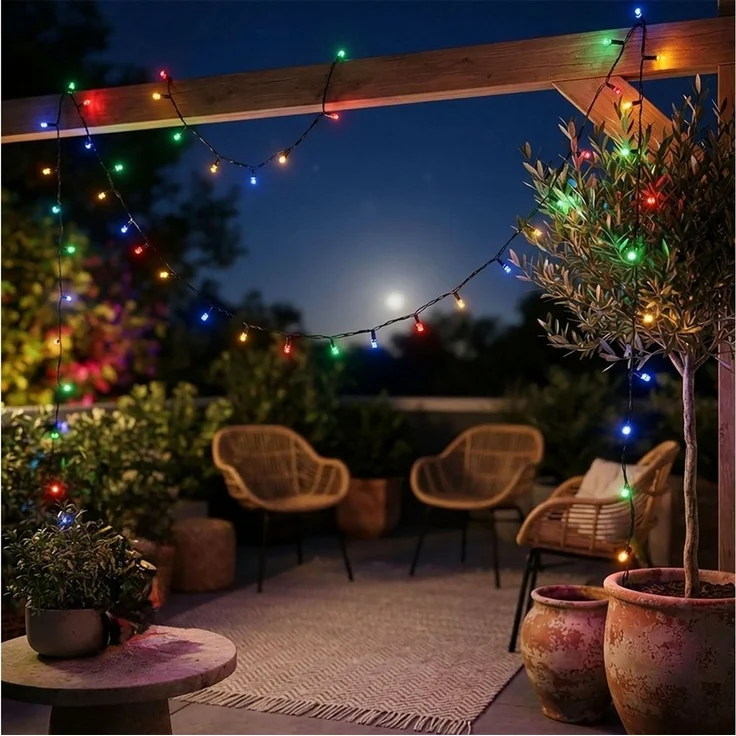 Spetebo Lichterkette LED Weihnachts Lichterkette bunt - 40 LED, 40-flammig, Deko Beleuchtung für Außen – Bild 2