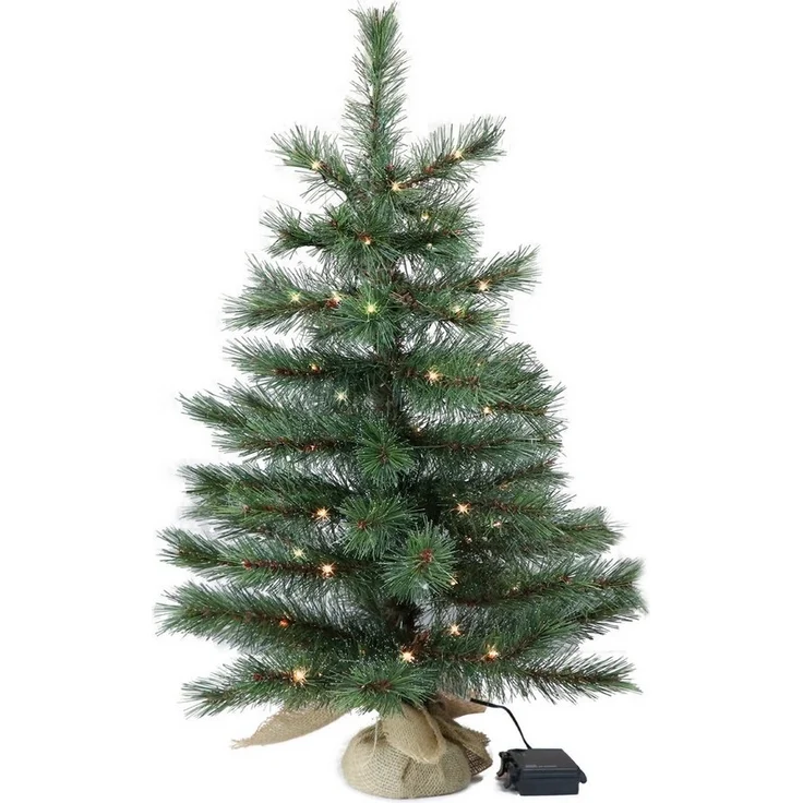 Gartenpirat Künstlicher Weihnachtsbaum mit Drahtlichterkette LED´s warmweiß Kiefer Christbaum, Kiefern ähnlich, Jutesack ummantelter Baumständer, integrierte LED-Drahtlichterkette – Bild 5