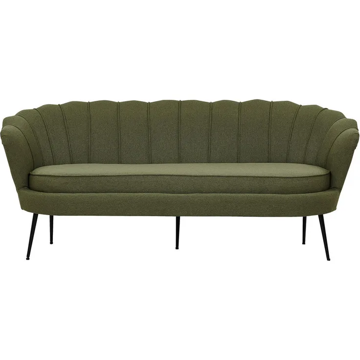 Livetastic 2-Sitzer-Sofa, Schwarz und Olivgrün, Metall und Textil, 180x78.5x78 cm für Wohnzimmer