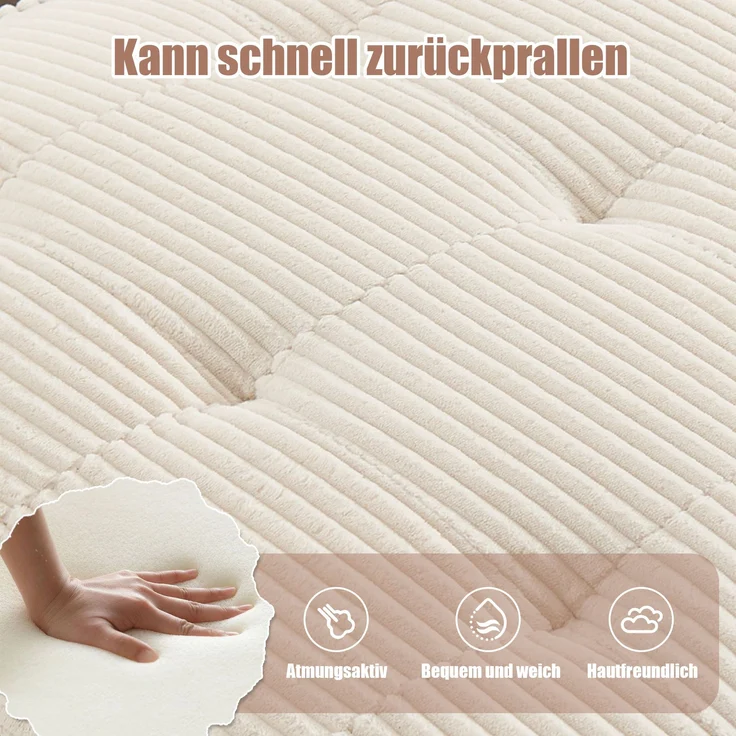 Modulares 6-Sitzer Sofa, ca. 308x154x82 cm, Beige Cord, mit Seitentaschen – Bild 9