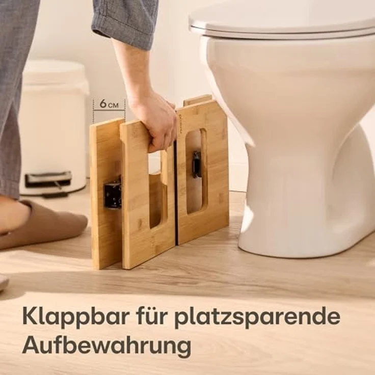 Praknu Fußhocker Klappbarer Toilettenhocker aus FSC® Bambus - Holz, Badezimmer – Bild 6
