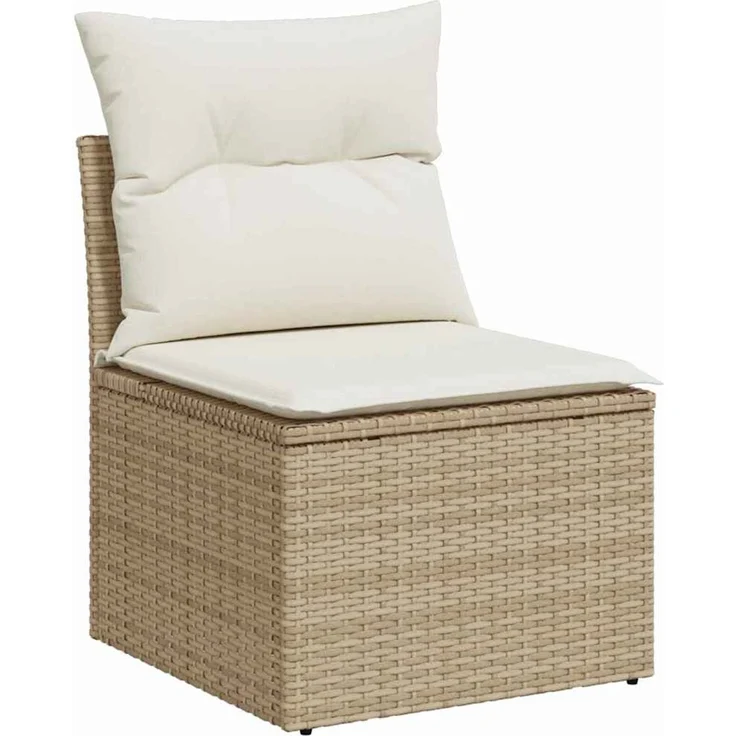 vidaXL Garten-Sofa-Set mit Kissen mit Speicher 4 pcs Beige Poly Rattan 3360182 – Bild 5