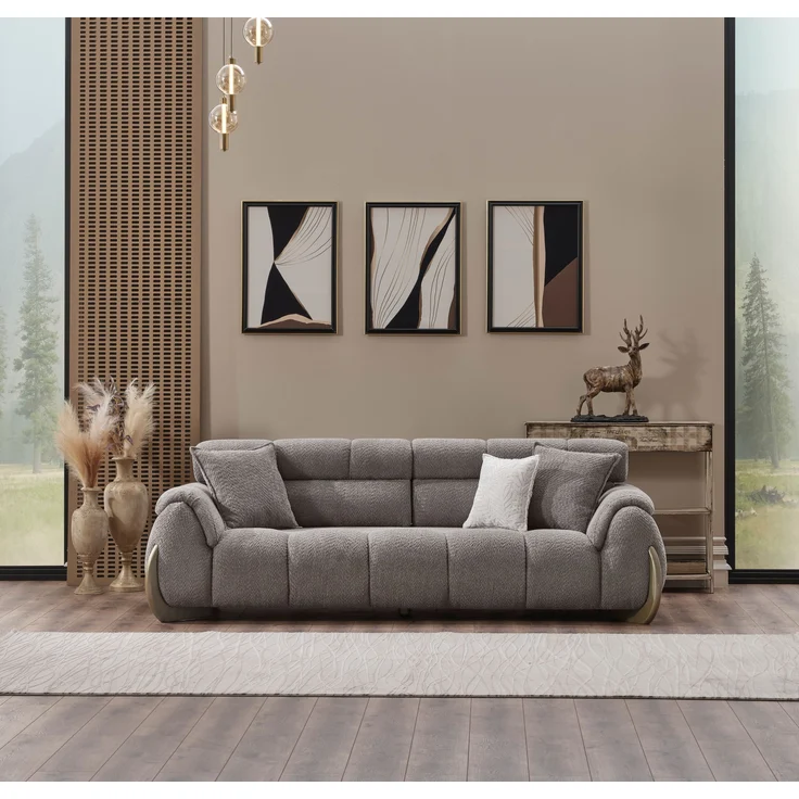 Sitzgruppe/Sofa Set - Wohnzimmergarnitur "Elia" 3+3+1+1-Beige/Grau – Bild 5