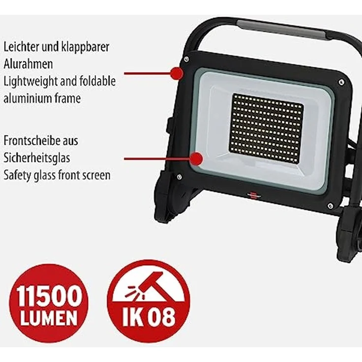 brennenstuhl LED Baustrahler JARO 14060 M, 11500lm, 100W, IP65, 5m H07RN-F 3G1,0 – Bild 2