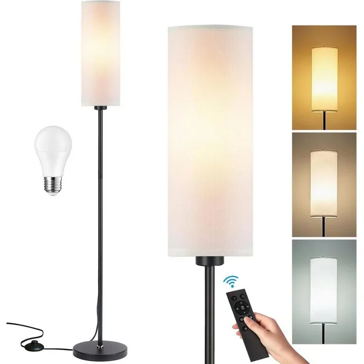 Ophy Stehlampe Stehlampe modern mit Fernbedienung – dimmbar, Fußschalter, inkl. 9 W LED, für Wohnzimmer & Raumecken