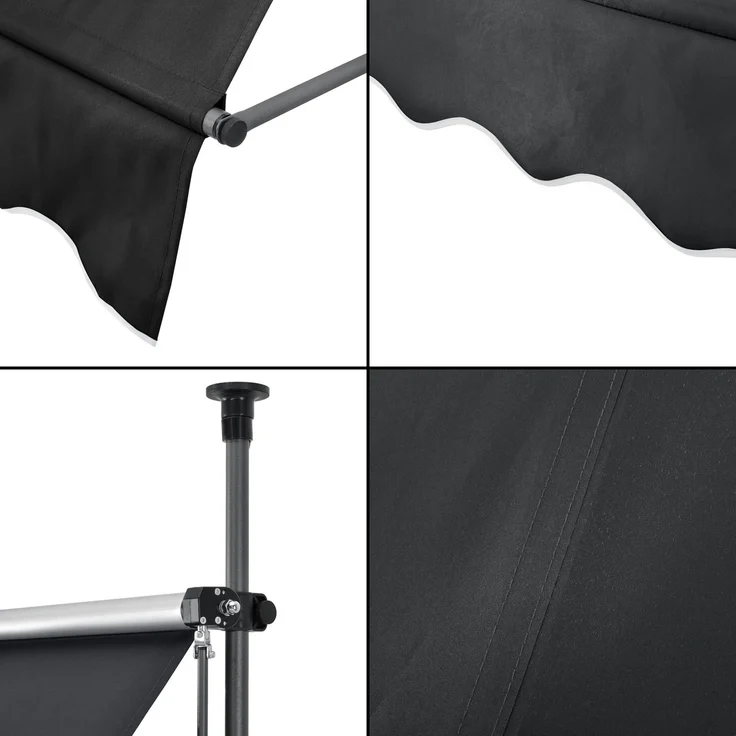 Klemmmarkise Stem 150x120x220-309 cm Schwarz [pro. tec] – Bild 6