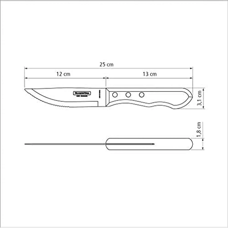 Tramontina Dynamic Steakmesser Jumbo, 4-teiliges Set, rostfreier Edelstahl, Holzgriff, 4 Steakmesser – Bild 8
