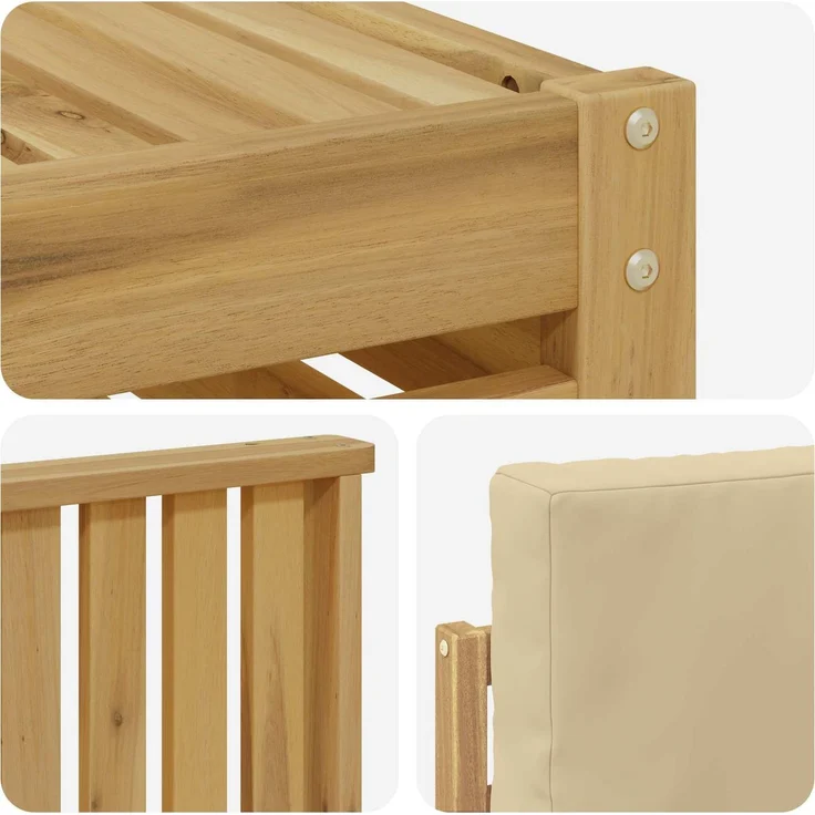vidaXL Outdoor-Sofagarnitur 6 stk. 6-Sitzer Weiß und Beige Polyester 3392273 – Bild 5