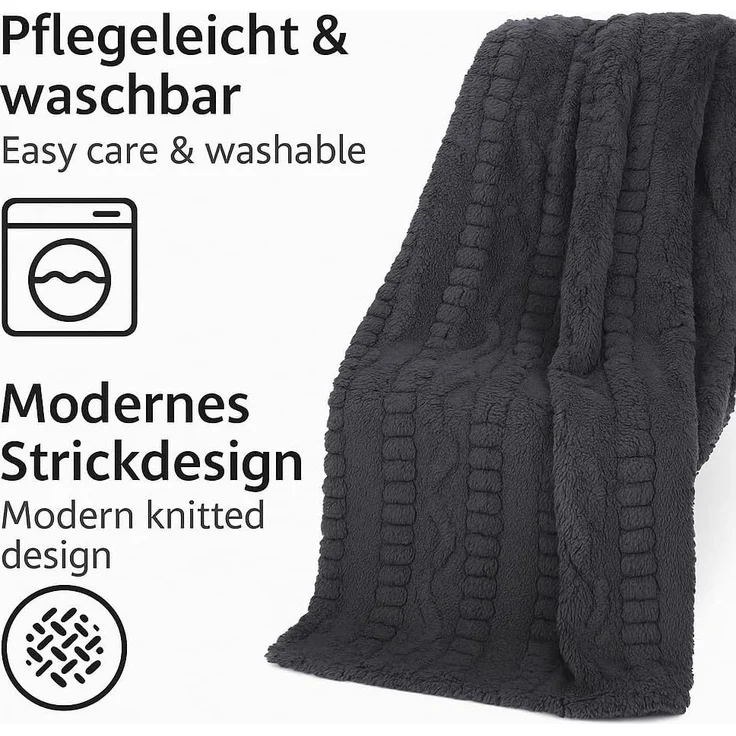 Wohndecke Kuscheldecke BOZEN Ornament Flauschig XXL Größe 150x200 cm, Betz, Wohndecke XXL Warm Sofadecke Decke Couch Fleecedecke – Bild 5