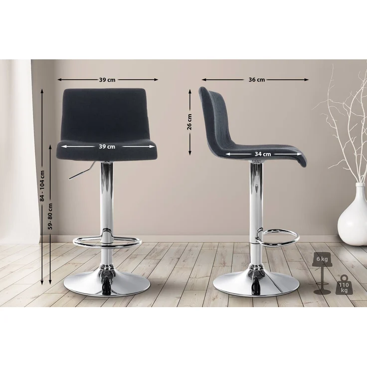 DELUKE® Barhocker BERLIN - Schwarz, Stoff Barhocker mit Lehne Barstuhl Tresenhocker Tresenstuhl Kneipenhocker Kneipenstuhl – Bild 9