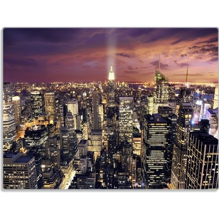 Wallario Schneidebrett New York bei Nacht - Panoramablick über die Stadt, ESG-Sicherheitsglas, (inkl. rutschfester Gummifüße 4mm, 1-St), 30x40cm – Bild 2