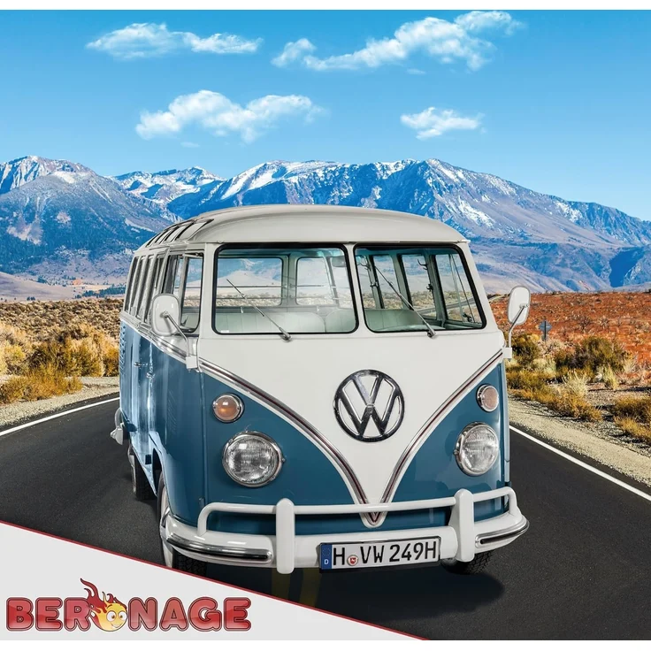 BERONAGE Dekokissen VW Volkswagen Bulli T1 Blau 40 x 40 cm Kissen pass. zur Bettwäsche 236, kuschelweich – Bild 3