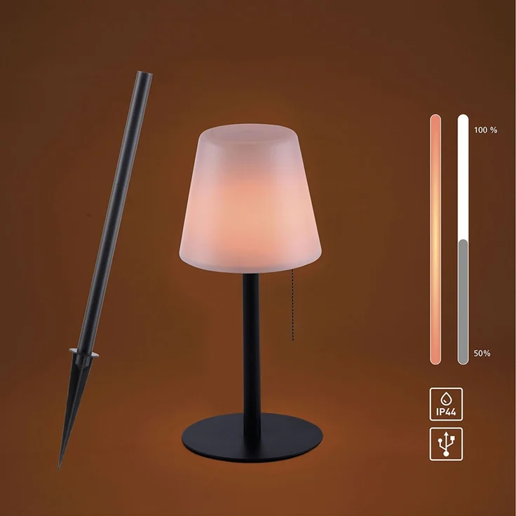 LED Tischlampe Steckleuchte, dimmbar, schwarz weiß, H 76 cm – Bild 5