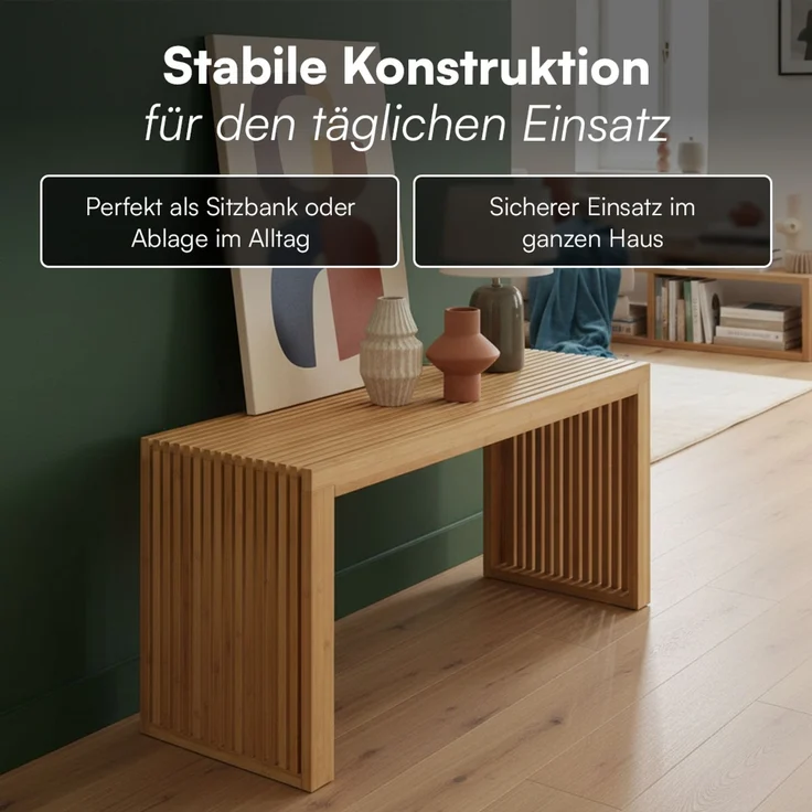 Bellamio 'Sava' Sitzbank, Bambus, natur, Holzbank ohne Lehne, 45x33x100 cm, bis 250 kg belastbar – Bild 4