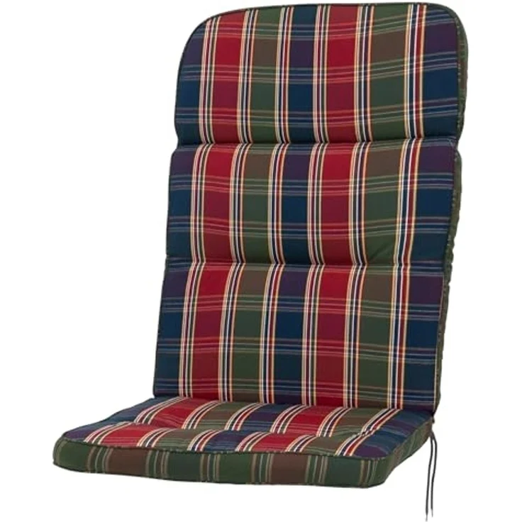 KETTtex Hochlehnerauflage Hochlehner Kreta 8699 rot-blau-grün kariert 120x50x7 cm KETTtex, (1 St), Halteband verstellbar mit Bindebändern – Bild 1