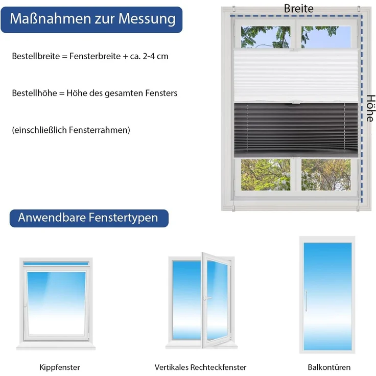 Sekey Plissee Doppelplissee Day+Night 75x200cm, Weiß & Grau – Bild 7
