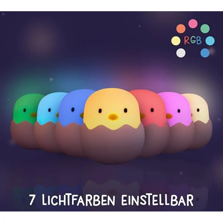 MegaLight LED Nachtlicht Kinder | Nachtlicht Baby ohne verschluckbare Kleinteile | Stilllicht dimmbar Touch | Nachtlampe USB Aufladung | Eggy Egg – Bild 6