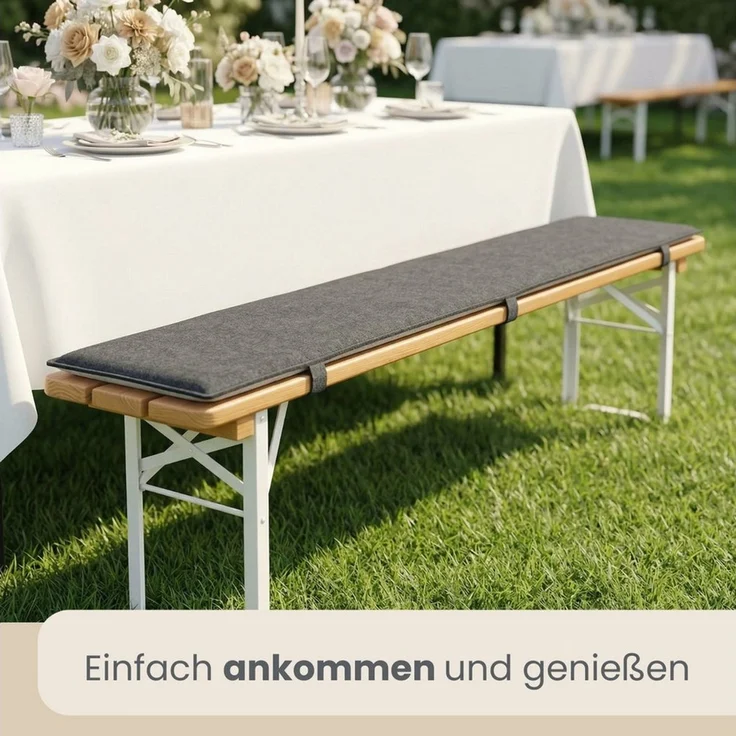 DuneDesign Bankauflage 2er Set 120 x 25 x 1 cm Filz Bierbankauflage Sitzauflage zum Wenden, Bodenschutz Filzgleiter für Festzeltbank - Bierzelttisch - Partybank – Bild 2