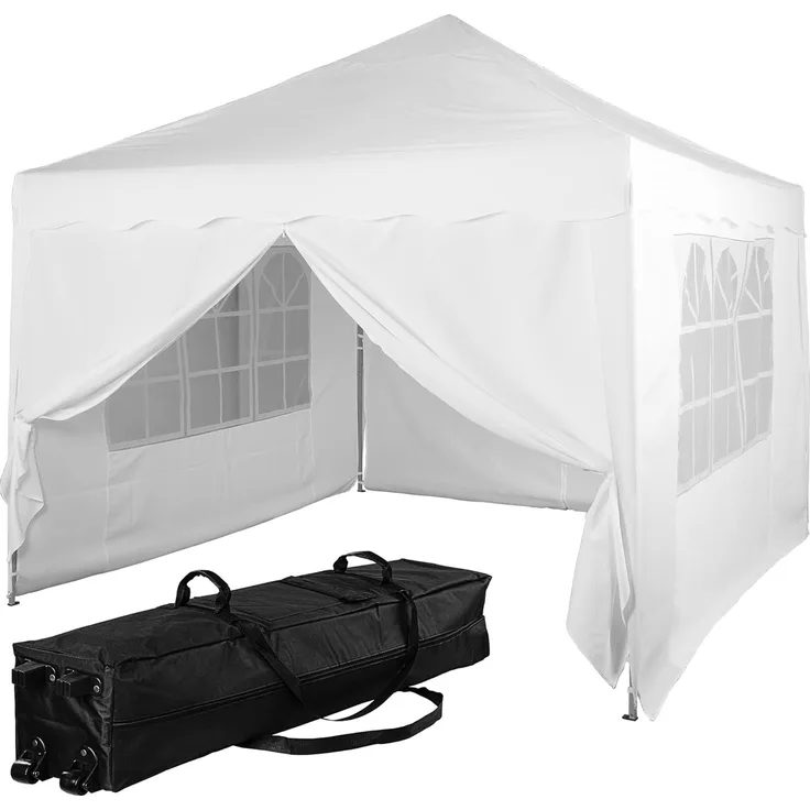 INSTENT® Pavillon "BASIC" 3x3,Trolley, Stahl, weiß, 4 Seitenteile