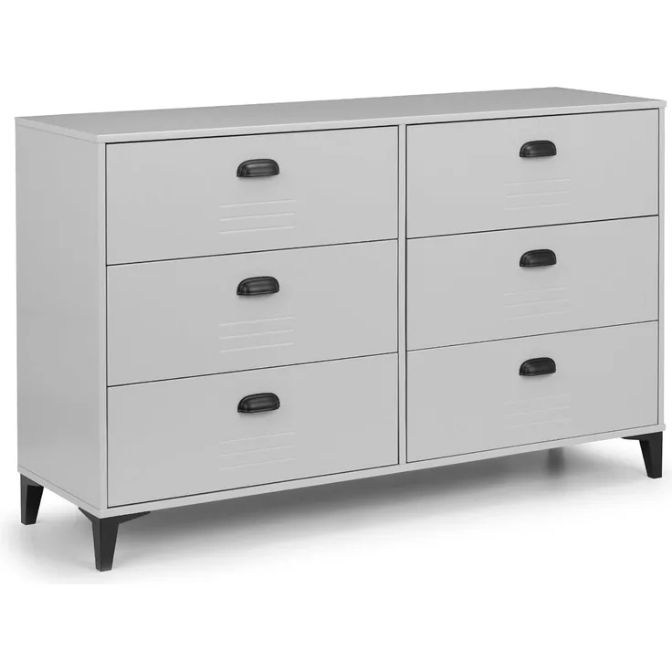 Julian Bowen LAK003 Lakers-Schließfach, breite Kommode mit 6 Schubladen, grau