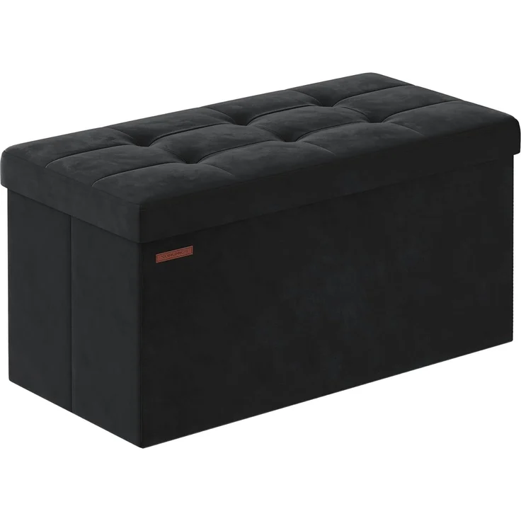 Songmics Sitztruhe mit Stauraum, Samt tintenschwarz, 38 x 38 x 76 cm – Bild 1
