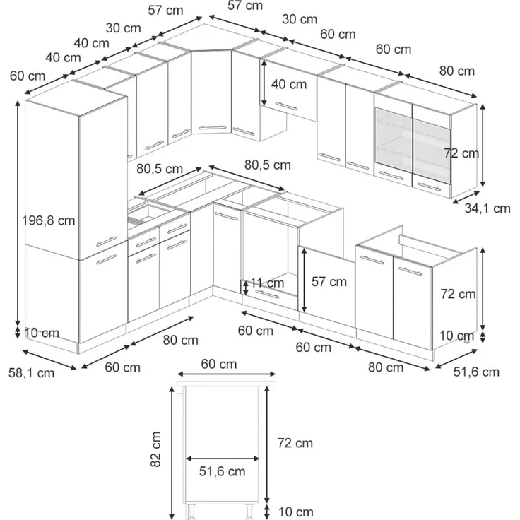 Eckküche Fame-Line Dunkelgrau/Anthrazit 287 x 227 cm, AP Anthrazit Vicco – Bild 3