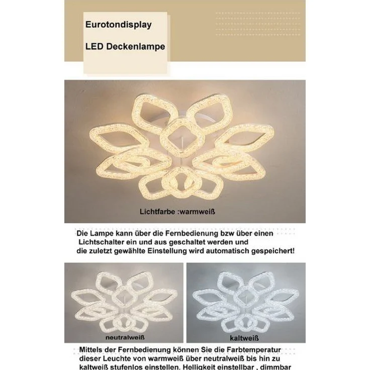 Euroton LED Deckenleuchte LED Deckenlampe XL DL Fernbedienung Lichtfarbe/Helligkeit einstellbar, LED fest integriert, mit Fernbedienung kaltweiß-neutalweiß -warmweiß, 7000k-3000k stufenlos einstellbar, mit Fernbedienung steuerbar – Bild 4