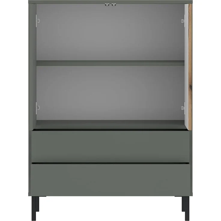 Lomadox Jugendzimmer-Set PARMA-129, (Sparset, 5-tlg, Kleiderschrank Schreibtisch Wandpaneel Kommode Bettgestell), in grau-grün mit Eiche Nb, 90x200 cm Liegefläche – Bild 7