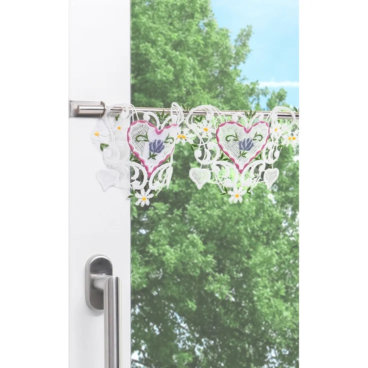 Scheibengardine Plauener Spitze - Herzallerliebst (Bx H) 128cm * 12cm rosa/Rosa – Bild 4