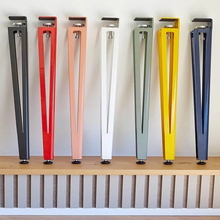 SO-TECH® Tischbein ColorLine in F-Form konisch zulaufend von 70 auf 40 mm, mit Klemmschraube (ohne Bohren) - schwarz - Höhe 464 mm - 4x – Bild 1