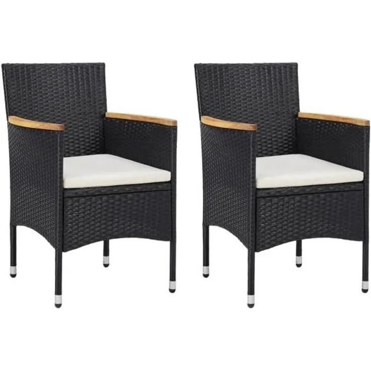 vidaXL Garten-Essstühle 2 Stk. Poly Rattan Schwarz 46181