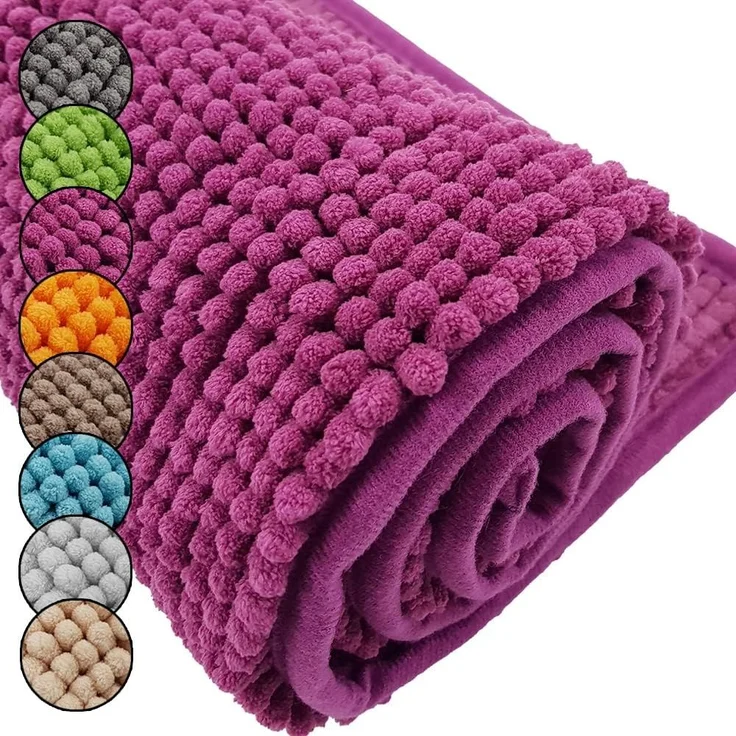 DILUMA Badematte Badematte Chenille 50x80 cm – Badteppich mit kuscheligem Flor, Polyester, rechteckig, Rutschhemmende Beschichtung, schnell trocknend, hohe Saugkraft – Bild 1