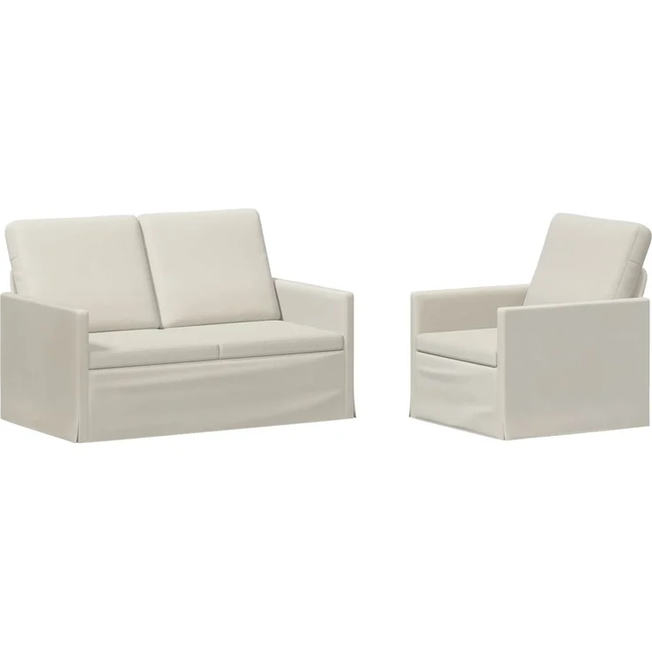 vidaXL Sofa-Set 2 pcs Creme Samt (V) 3433198 – Bild 1