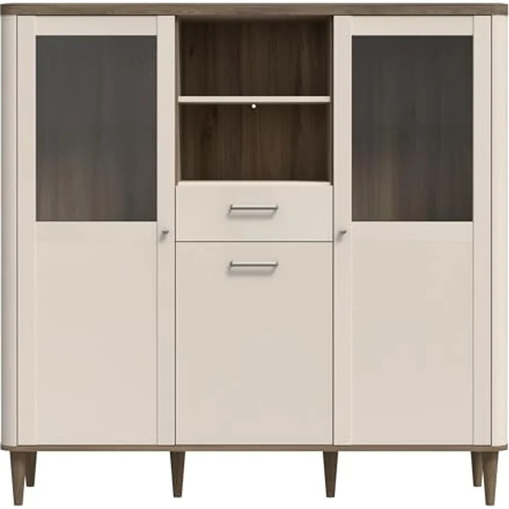 FORTE Vitrine Lacetti B/H/T 144,8/142,9/41,2 cm, Echtholzfüße – Bild 3