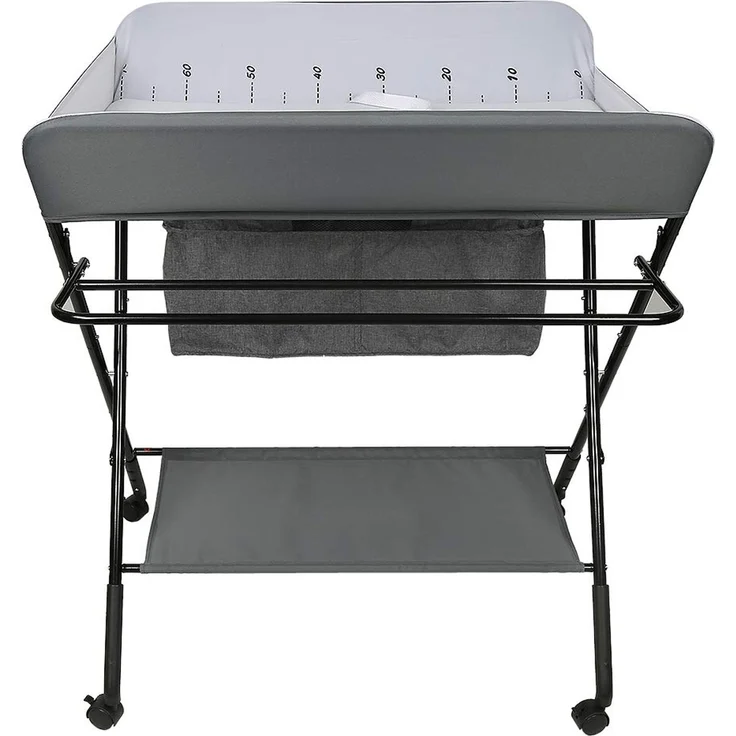 Faltbarer Wickeltisch, Tragbar und Höhenverstellbar - 2-in-1 Mit Badewanne für Babys von Geburt bis 12 Monate - Grau/Weiß – Bild 3