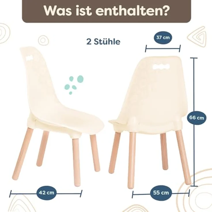 B. toys - Kid Century Modern: Stuhl-Set - Beige - Stühle für Kinder - 2 Stühle - Holzbeine - Möbel für Kinder - 3 Jahre + – Bild 3