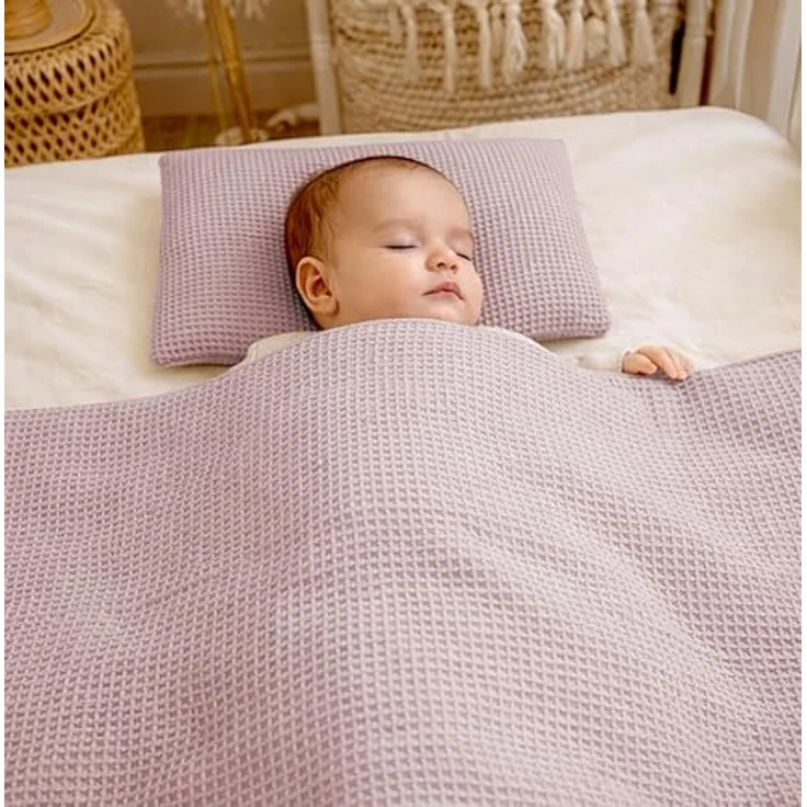 Babynestchen Neugeborene – 5-teiliges Baby Set mit Babynest aus Waffelpique Baumwolle – Nestchen Baby für Babybett & Kinderbett – Babykokon Tragbar – OEKO-TEX zertifiziert – Zubehör Babybett - Pink – Bild 9