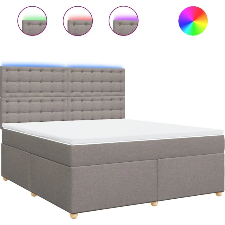vidaXL Boxspringbett mit Matratze Taupe 180x200 cm Stoff 3293677 – Bild 2