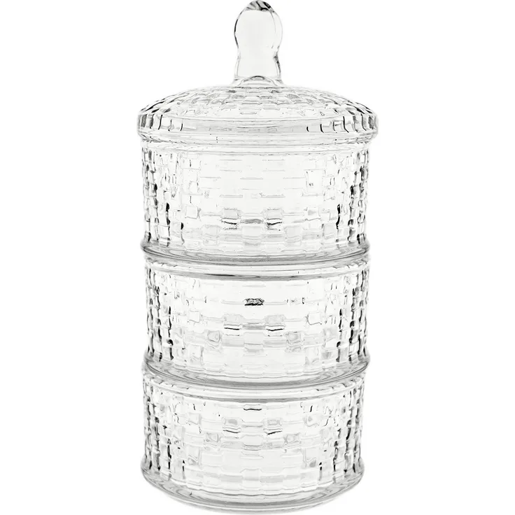 Bonboniere-Set 3-teilig mit Deckel aus hochwertigem Glas - stapelbar & stilvoll