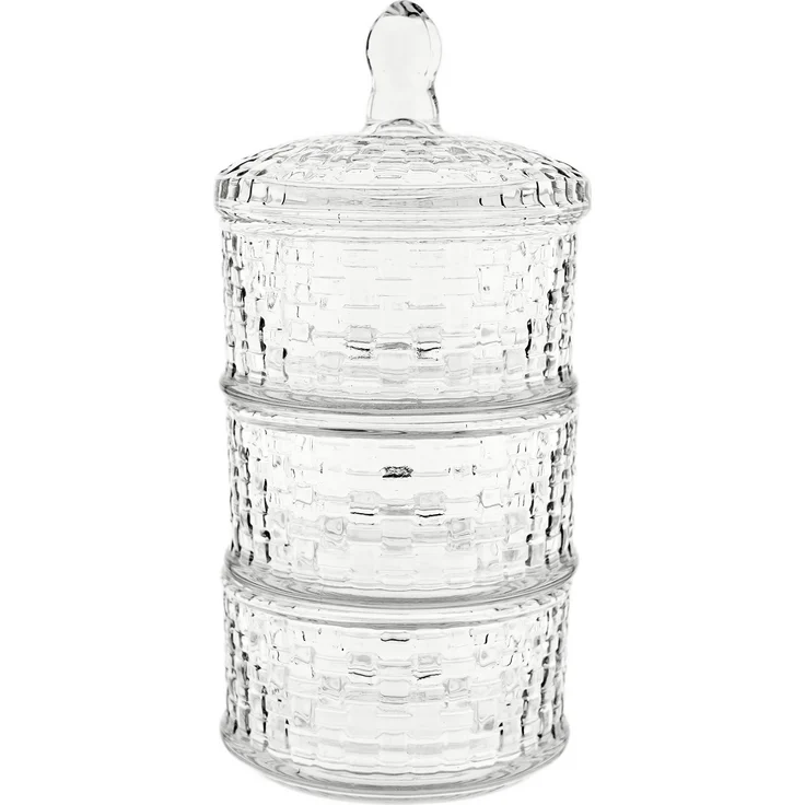 Bonboniere-Set 3-teilig mit Deckel aus hochwertigem Glas - stapelbar & stilvoll – Bild 1