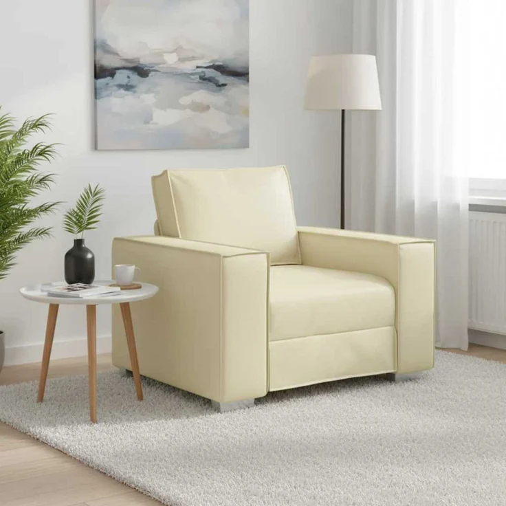 vidaXL Sofa-Sessel Creme 100 cm Kunstleder 4105040