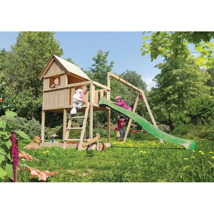 Karibu Kinderspielhaus Frieda Set Aktion2 naturbelassen mit Anbau – Bild 6