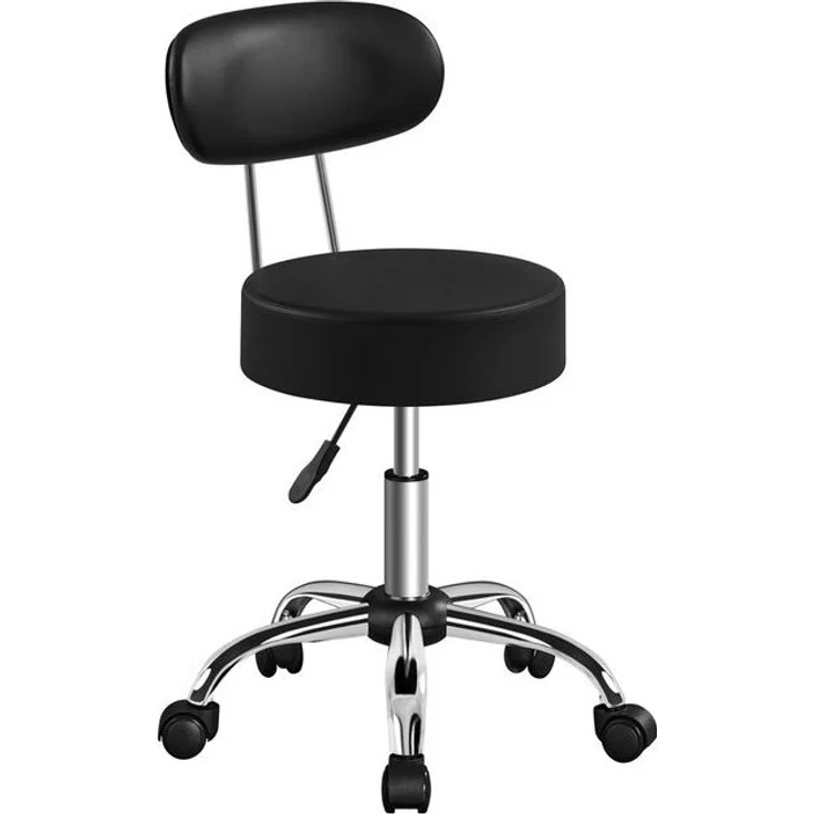 Yaheetech Drehhocker 75,5 cm – 85 cm Höhenverstellbarer Barstuhl, Arbeitshocker mit 360° Drehbarer Sitzfläche & Rückenlehne – Bild 4